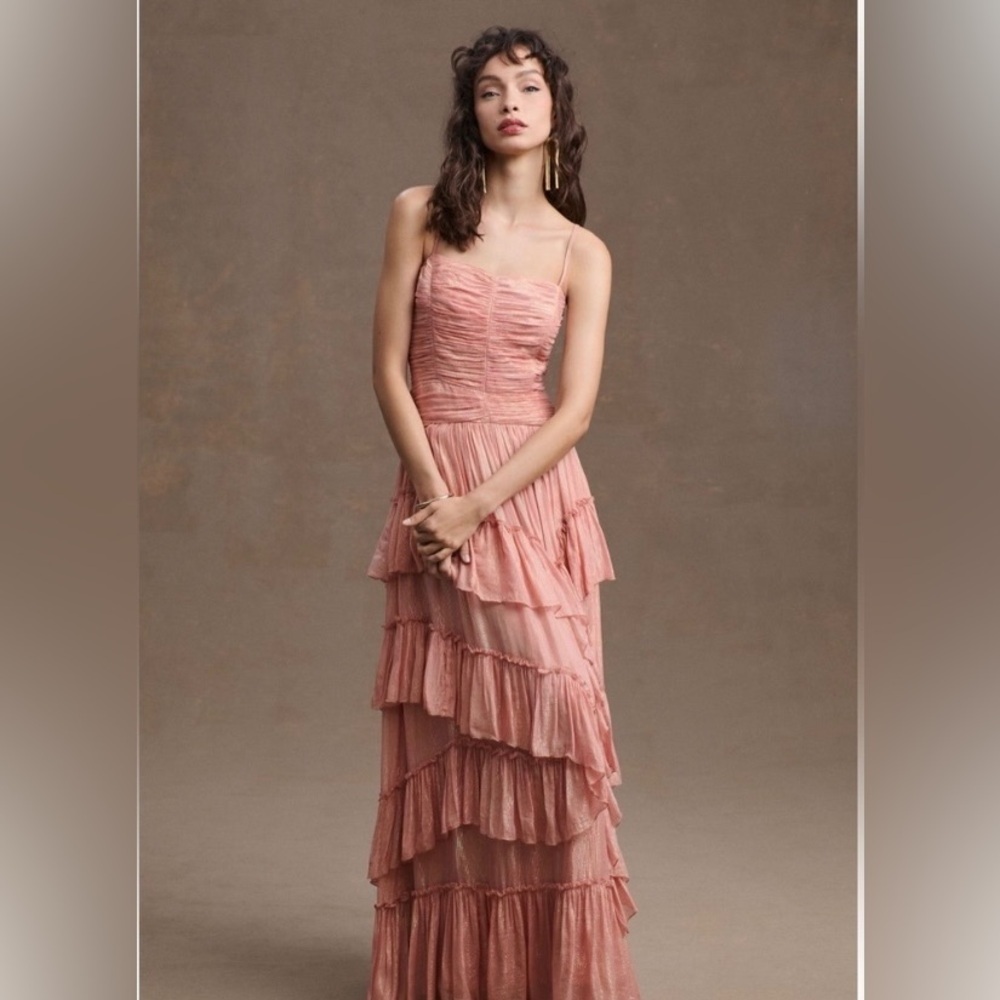 BHLDN Jessa Asymmetrical Ruffled Drop-Waist Gown Size 4